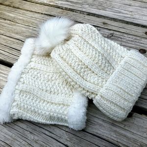 Crochet hat with neck scarf